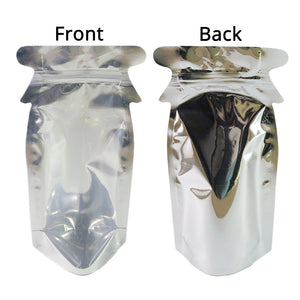 12x23cm Glossy Silver Clear Front Zip Lock Bag Foil Mylar Smellproof Resealable Stand Up Storage Packaging Zipper Pouch