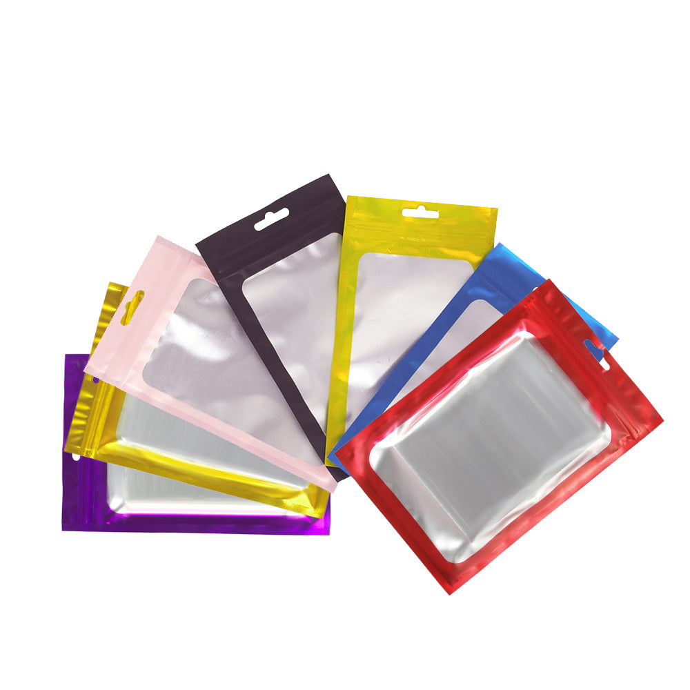 Earphone Storage Pouch Clear Front Mylar Zip Lock Bag With Butterfly Hole Flat Mylar Package Plastic Bag