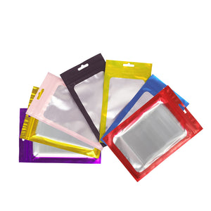 Earphone Storage Pouch Clear Front Mylar Zip Lock Bag With Butterfly Hole Flat Mylar Package Plastic Bag