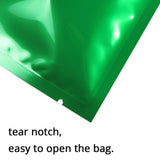 Vacuum Heat Sealable Smell Proof Packaging Bags Green Blue Open Top Tear Notch Pouches Foil Mylar Bags For Powder