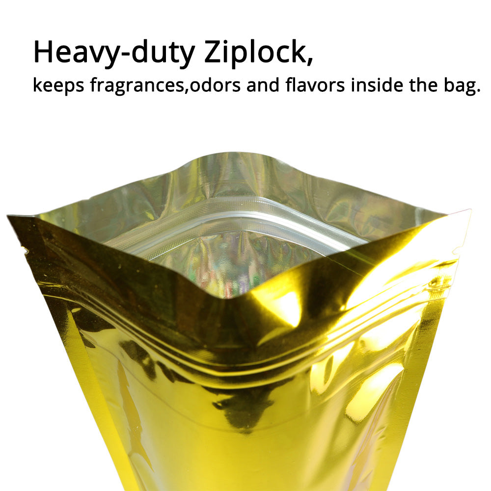 Glossy Multisizes Custom Metallic Foil Bag Recyclable Stand Up With Clear Window Household Kitchen Zip Lock Pouch
