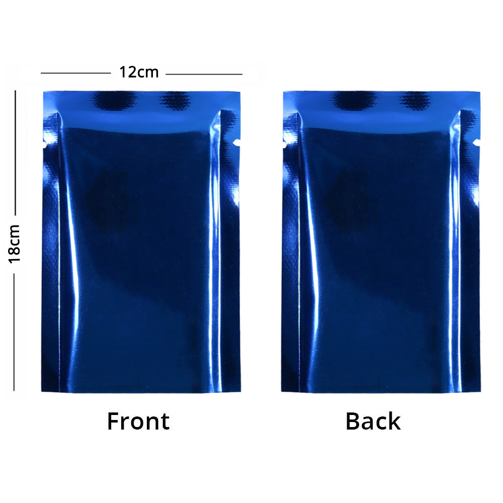 Vacuum Heat Sealable Smell Proof Packaging Bags Green Blue Open Top Tear Notch Pouches Foil Mylar Bags For Powder