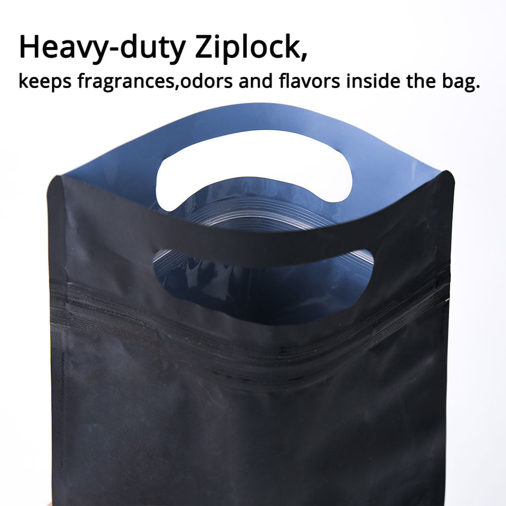 50Pcs/Pack Stand Up Bag With Hand Hole Matte Metallic Foil Mylar Plastic Doypack Food Nut Gift Packaging Zip Lock Storage Pouch