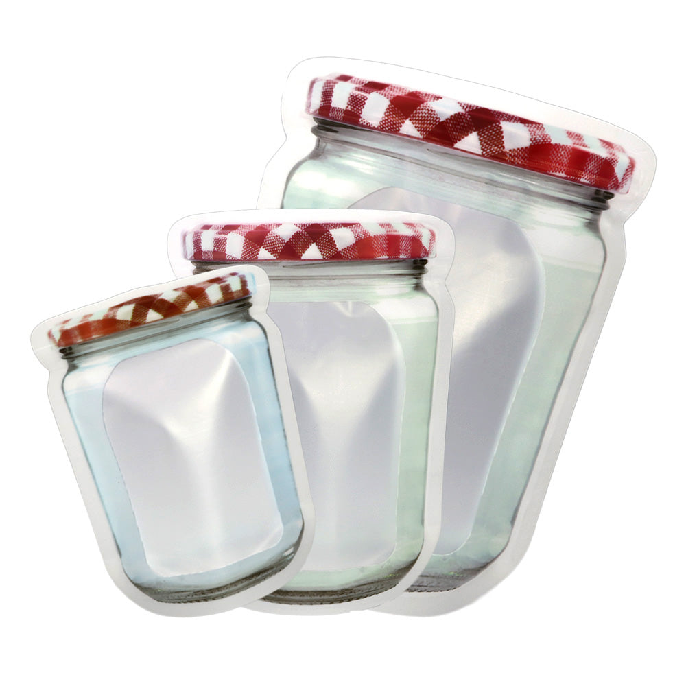 Custom Printed:New Design Mason Jar Pouch Plastic Mylar Packaging Stand Up Red Zipper Bag Matte Household Storage Bag