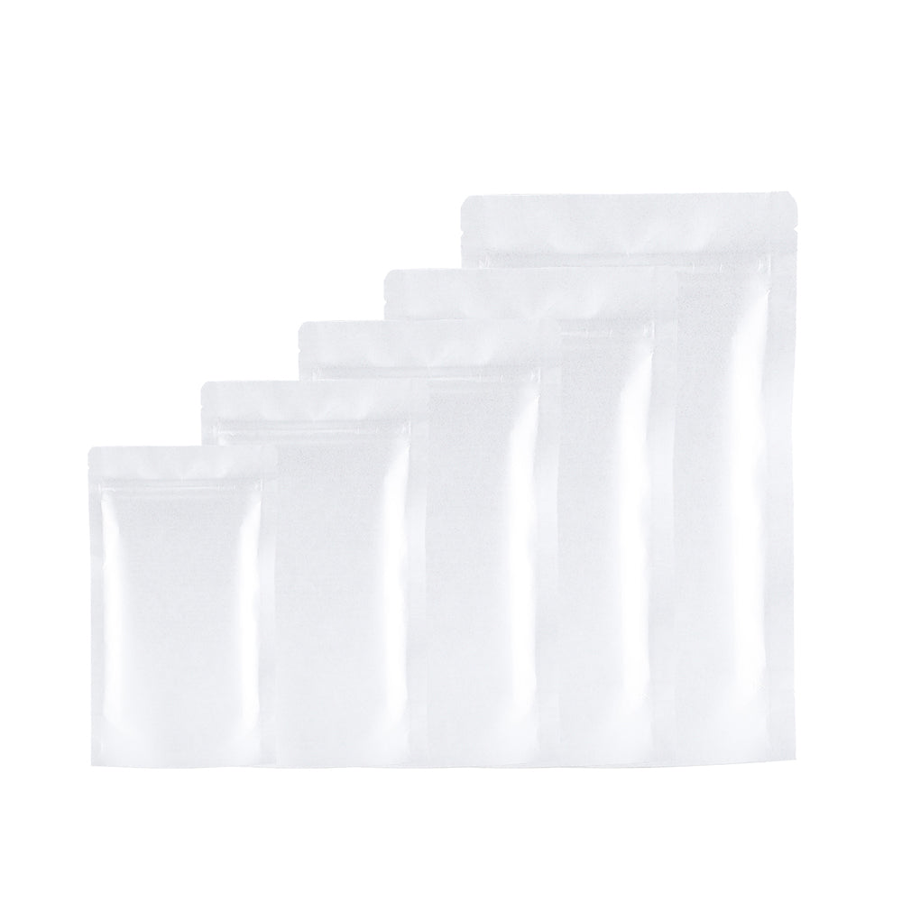 Custom Printed:Matte Kraft White Durability Metallic Mylar Zipper Bag Smell Proof Multi-function Stand Up Sealed Storage Pouch