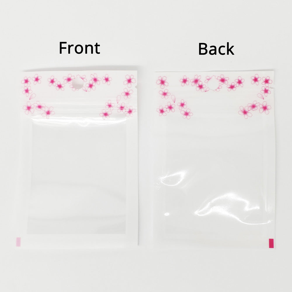 Premium Recyclable White Plastic Mylar Packaging Bag Clear Window Zip Lock Flat Storage Pouch With Flower Printing