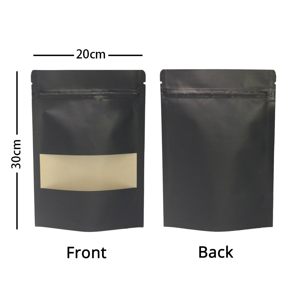 Custom Printed:High Quality Matte Variou Sizes Kraft Paper Bag Mylar Eco Recyclable Stand Up With Window Zip Lock Storage Pouch