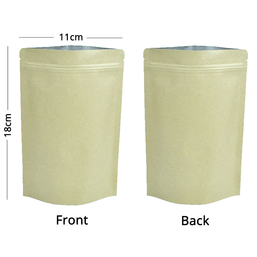 Kraft Paper Metallic Foil Mylar Stand Up Zipper Bag Eco Sealing Film Bag Smellproof Tea Food Storage Organizer Pouch