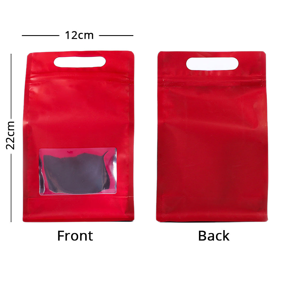 50Pcs/Pack Stand Up Bag With Hand Hole Matte Metallic Foil Mylar Plast