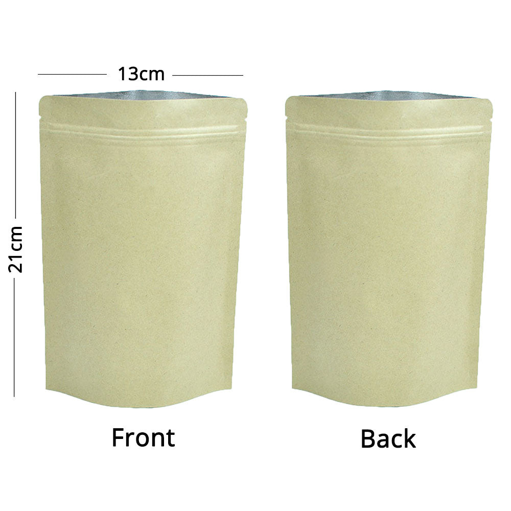 Kraft Paper Metallic Foil Mylar Stand Up Zipper Bag Eco Sealing Film Bag Smellproof Tea Food Storage Organizer Pouch