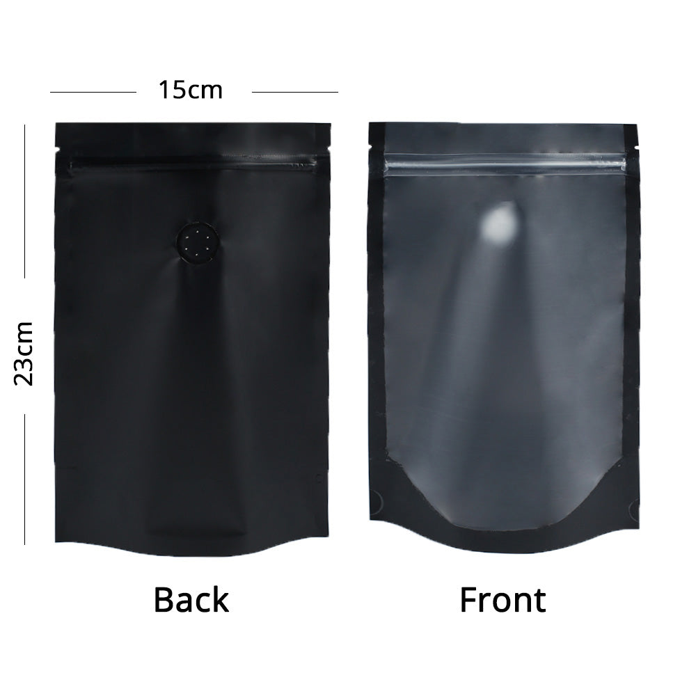 15x23cm Custom Matte Valve Ziplock Doypack Frosted Metallic Foil Plastic Storage Packaging Stand Up Recyclable Eco Bag With Tear Notch