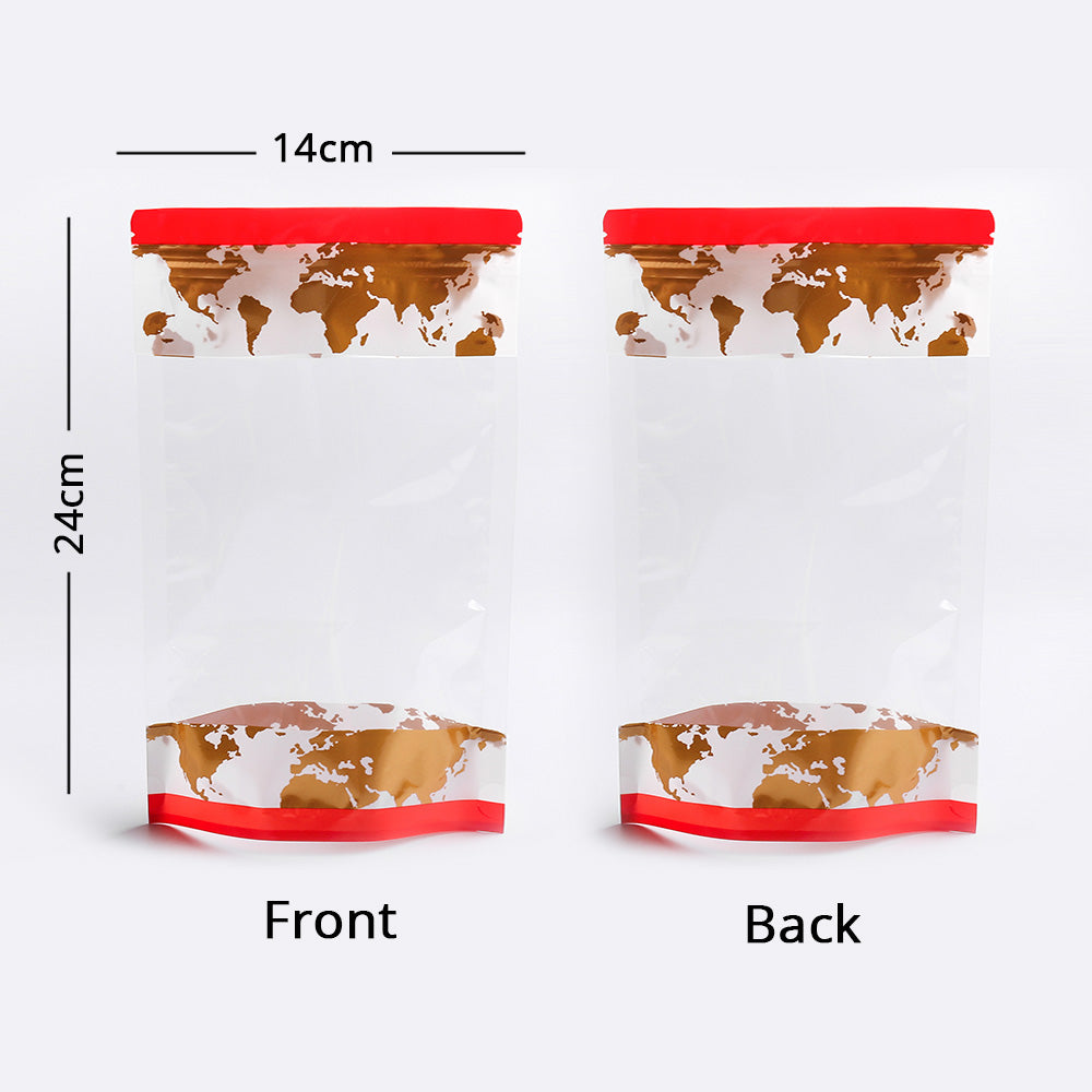 Custom Clear Plastic Mylar Bag W/Print And Tear Notch Glossy Storage Organizer Packaging Zipper Pouch Eco Stand Up Sachet