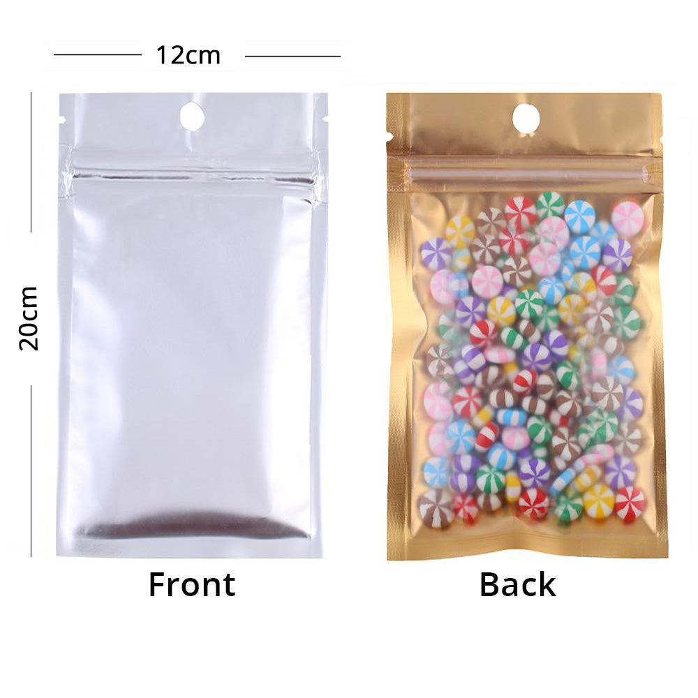Multi-Size Reclosable Clear Mylar Zip Lock Package Bag Food Coffee Bean Storage Pouch W/Hand Hole