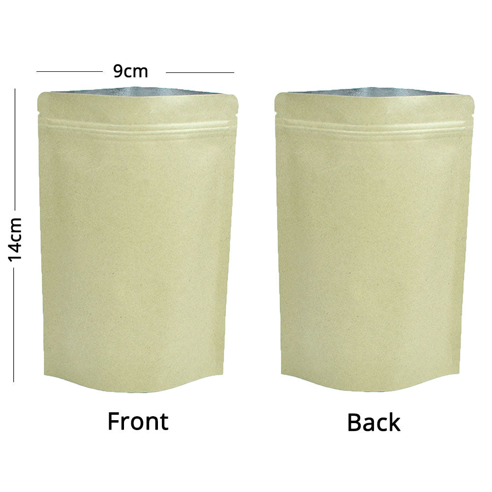 Kraft Paper Metallic Foil Mylar Stand Up Zipper Bag Eco Sealing Film Bag Smellproof Tea Food Storage Organizer Pouch