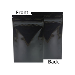 Multi-Size Glossy Black Vacuum Zip Lock Package Bag Recyclable Foil Mylar Flat Zipper Bag
