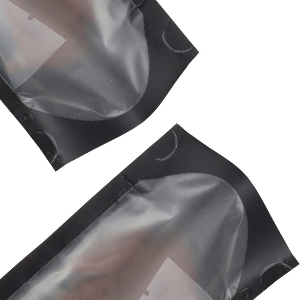 Vacuum Heat Seal Pouches Stand Up Smell Proof Matte Open Top Plastic Packaging Bags w/Clear Window & Tear Notch
