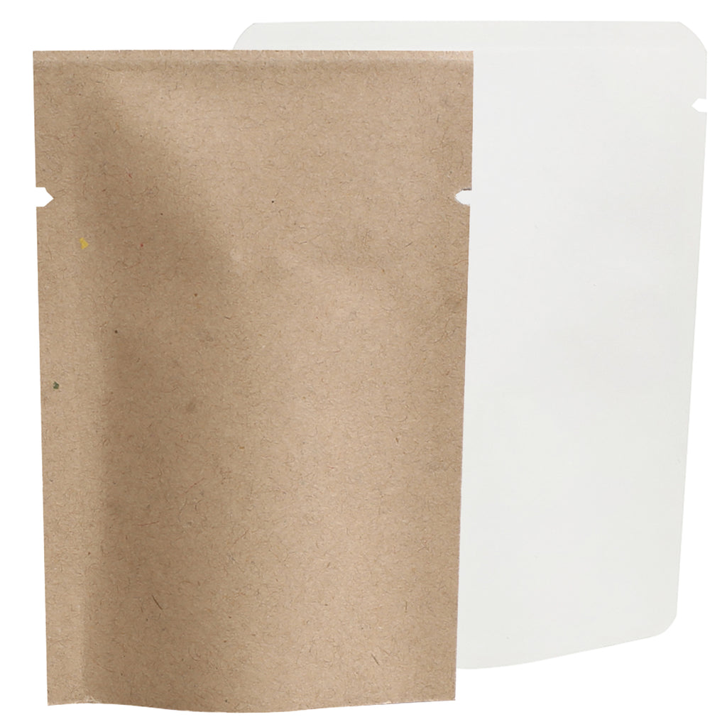 Eco-friendly Open Top Kraft Paper Bags Tear Notch Tea Pouches Kraft Paper Foil Mylar Storage Packaging Bags