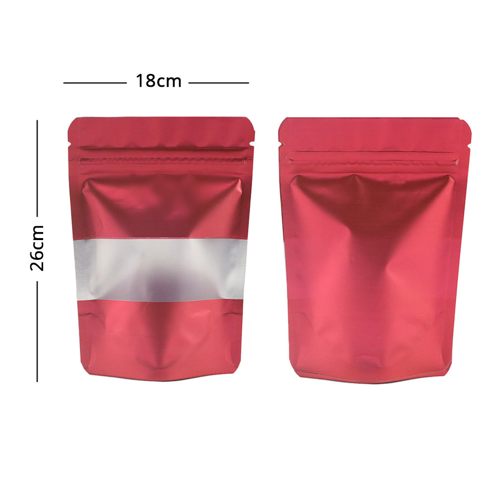 High Quality Metallic Mylar Matte Stand Up Packaging Bag With Frosted Window Durability Cereal Storage Heat Seal Zipper Bag