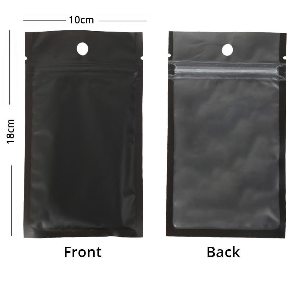 Recyclable Matte Tear Notch Clear Black/White Heat Seal Flat Zip Lock Pouch Bag With Hanging Hole