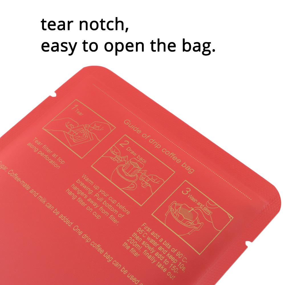 10x12cm Various Colors Heat Seal Aluminium Mylar Coffee Powder Package Storage Bag Open Top Tear Notch Pouch With Coffee Cup Design