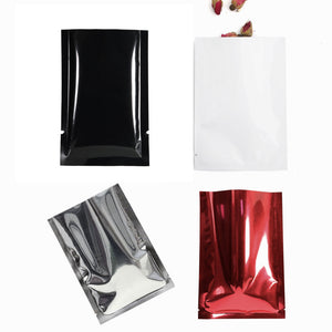Multi Sizes Eco-friendly Heat Seal Open Top Foil Mylar Vacuum Packing Pouch Glossy Flat Vacuum Bag