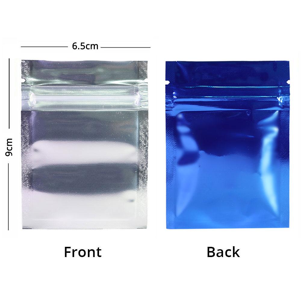 6.5x9cm Various Colors Small Zip Lock Bag Glossy Candy Flat Tear Notch Clear Front Herb Package Storage Pouch