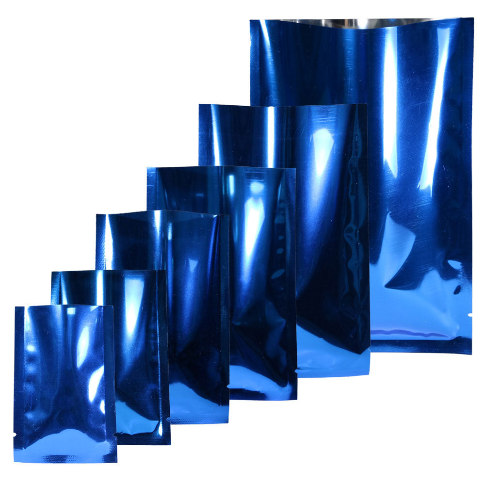 Vacuum Heat Sealable Smell Proof Packaging Bags Green Blue Open Top Tear Notch Pouches Foil Mylar Bags For Powder