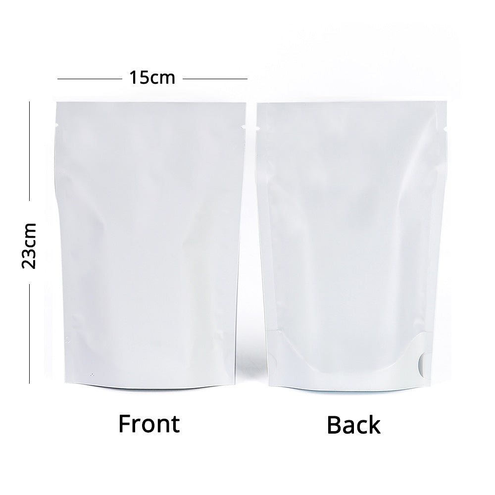 Vacuum Heat Seal Pouches Stand Up Smell Proof Matte Open Top Plastic Packaging Bags w/Clear Window & Tear Notch