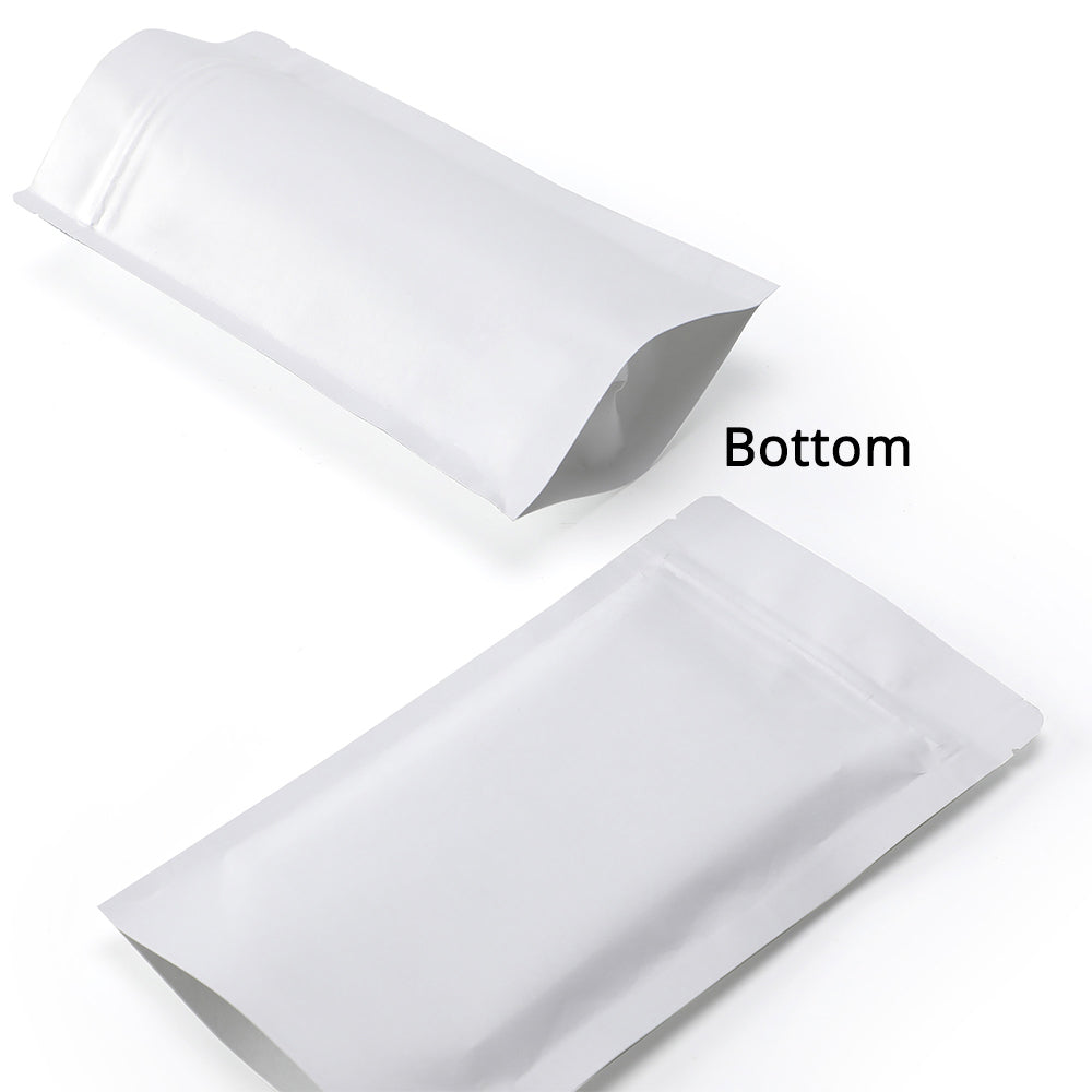 Custom Printed:Matte Kraft White Durability Metallic Mylar Zipper Bag Smell Proof Multi-function Stand Up Sealed Storage Pouch
