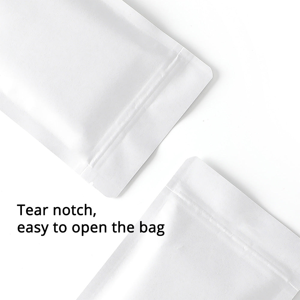 Matte Kraft White Durability Metalic Foil Mylar Zipper Bag Smellproof Multifunction Stand Up Sealed Storage Pouch W/Tear Notch