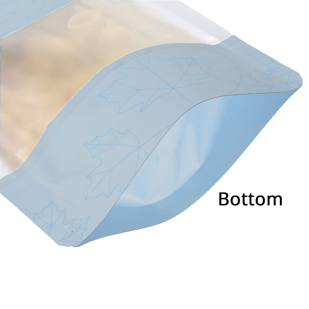 Zip Lock Bag Matte With Frosted Window And Maple Leaf Pattern Aluminium Foil Stand Up Eco Sealed Storage Pouch