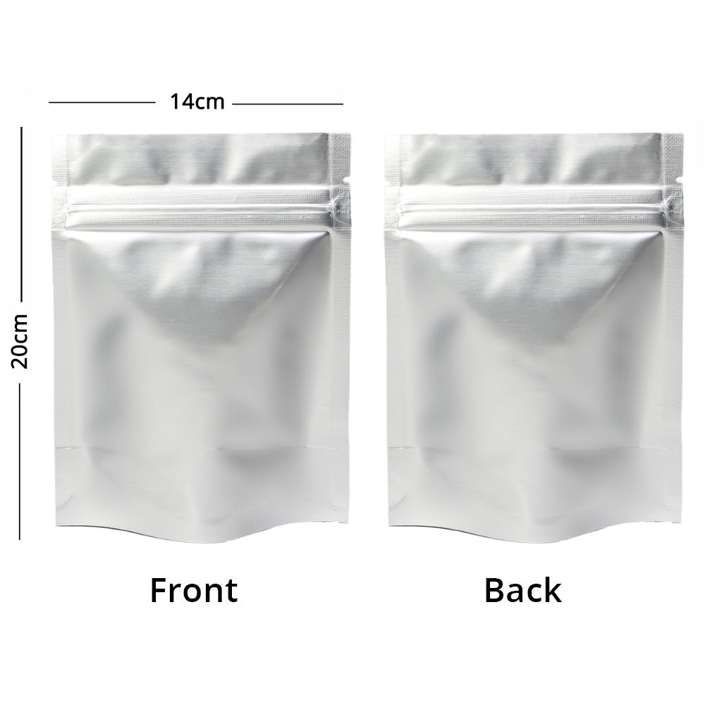 Custom Glossy Silver Aluminium Foil Packaging Reusable Zip Lock Bag Candy Snack Stand Up Storage Sample Pouch