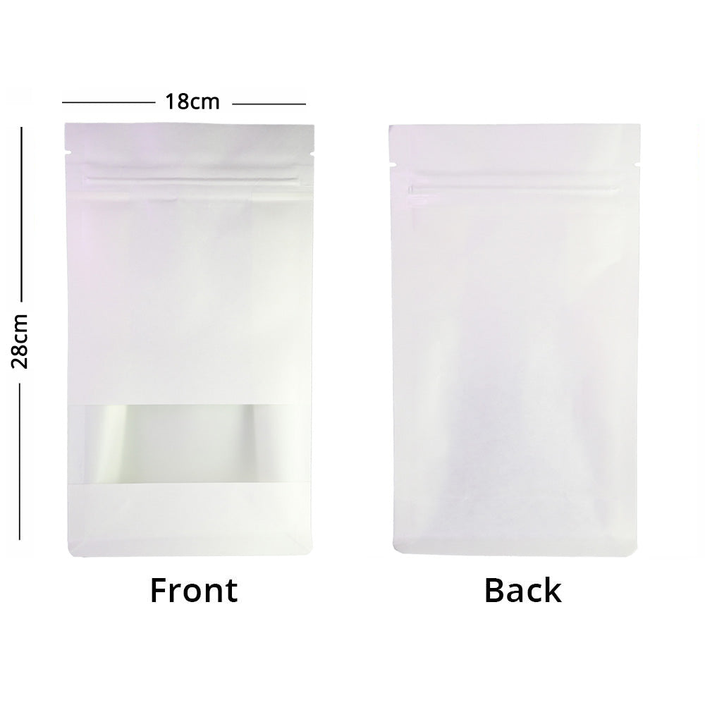 Custom Printed: Zip Lock Bag Kraft Paper In Stock White With Frosted Window Eco Biodegradable Wheat Cereal Storage Stand Up Pouch