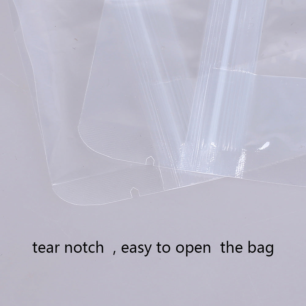 Hot Sale Glossy Clear Translucent Cereal Storage Packaging Zipper Bag Plastic Mylar Stand Up With Tear Notch