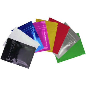6.5x9cm Various Colors Small Zip Lock Bag Glossy Candy Flat Tear Notch Clear Front Herb Package Storage Pouch