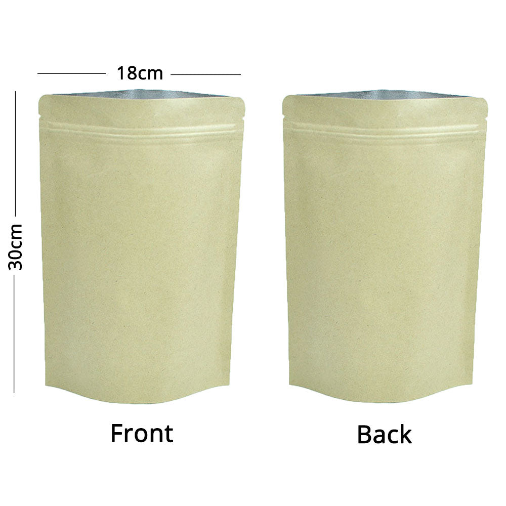 Kraft Paper Metallic Foil Mylar Stand Up Zipper Bag Eco Sealing Film Bag Smellproof Tea Food Storage Organizer Pouch