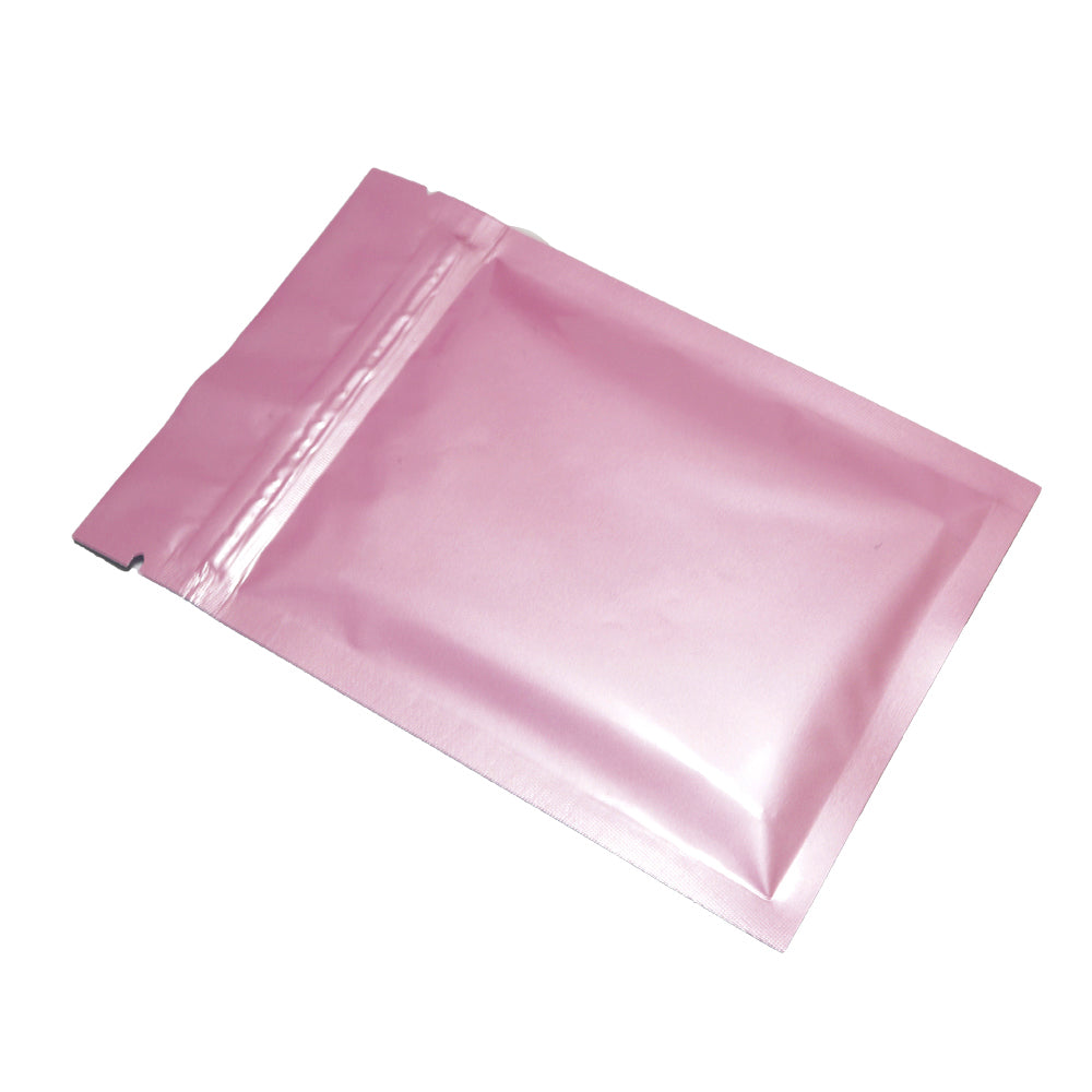 Various Sizes Thick Glossy Pink Reclosable Foil Mylar Tear Notch Zip Lock Flat Pouch Gift Storage Bag