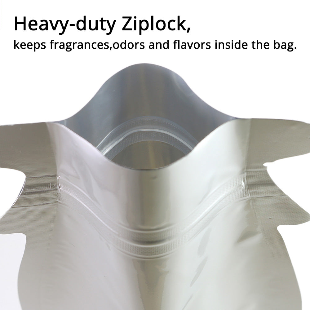 12x23cm Aluminium Foil Mylar Jar Bottle Bag Eco Recyclable Glossy Silver Stand Up Storage Zip Lock Sealed Sachet