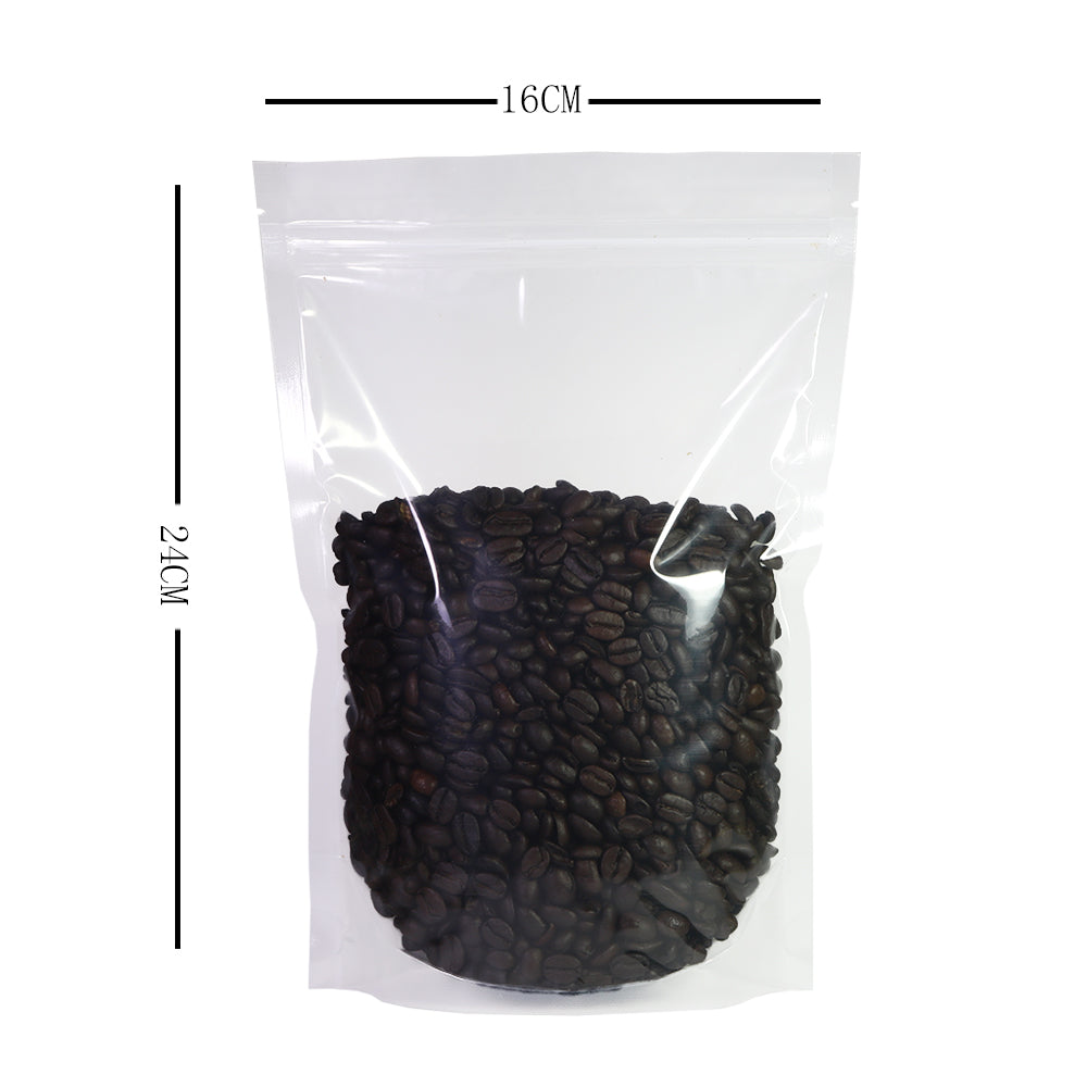 Glossy Clear Plastic Mylar Stand Up Packaging Bag Dry Follow Liquid Storage Reusable Eco Zip Lock Pouch