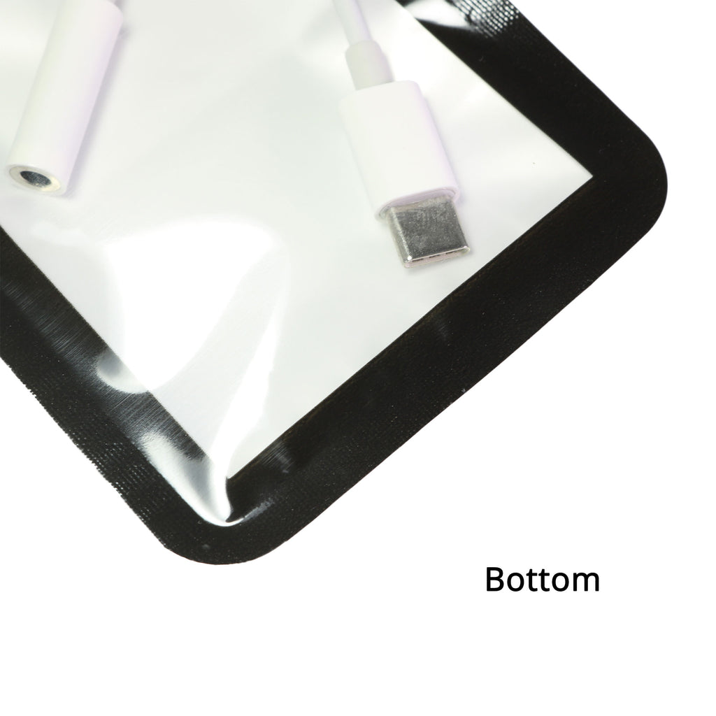 Different Sizes Black White Framed Clear Front Mylar Flat Zipper Bag with Euro Slot For Phone Accessories