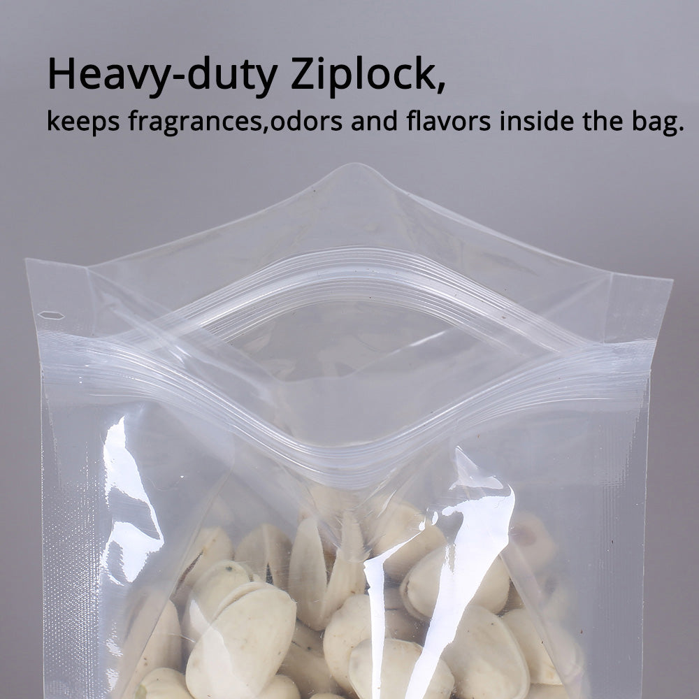 Custom Printed:Hot Sale Glossy Clear Cereal Storage Packaging Zipper Bag Plastic Mylar Stand Up With Tear Notch