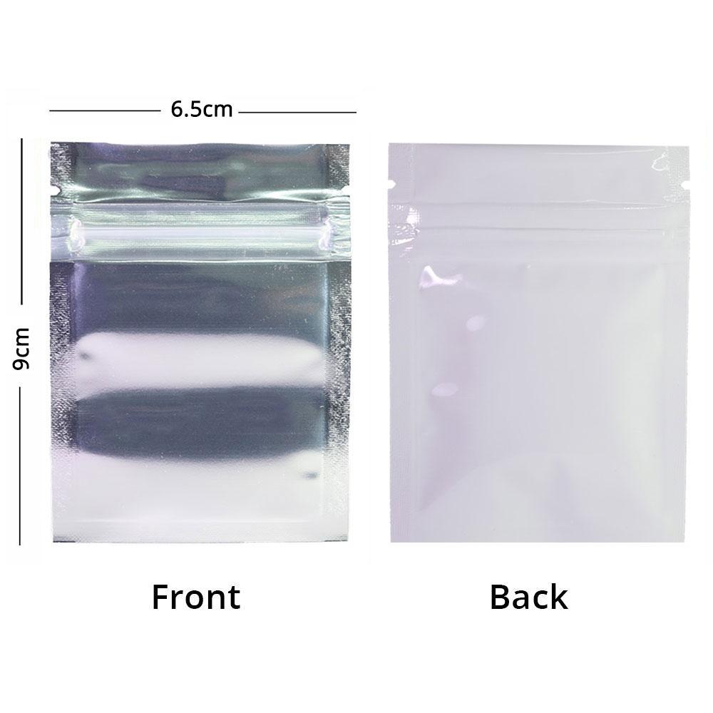 6.5x9cm Various Colors Small Zip Lock Bag Glossy Candy Flat Tear Notch Clear Front Herb Package Storage Pouch
