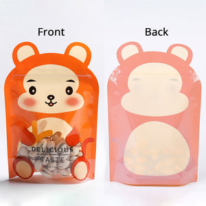 15x22cm Clear Animal Printing Cute Packaging Bag Plastic Mylar Stand Up Gift Bag Candy Storage Recyclable Zip Lock Pouch