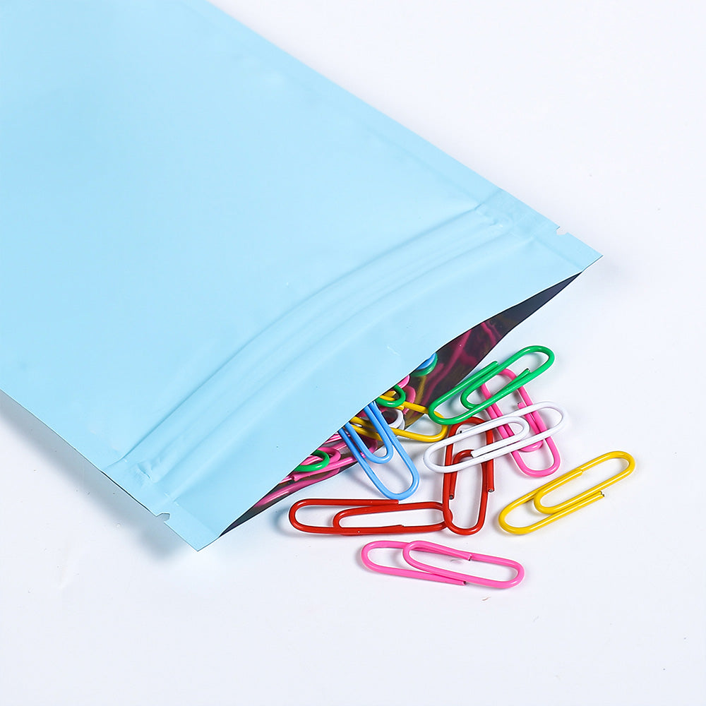 Various Colors Heat Sealing Zip Lock Pouches Tear Notch Metallic Mylar Flat Self Seal Package Bag For Herb Powder