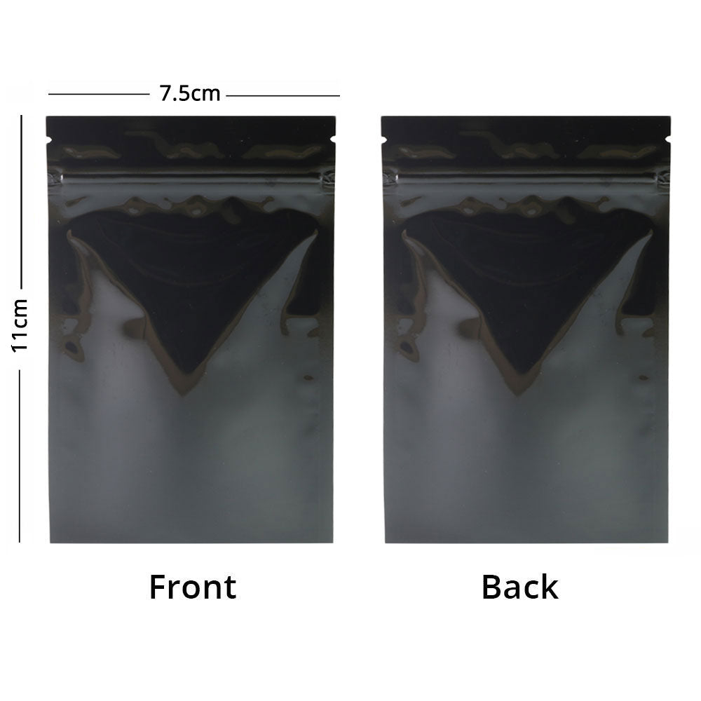 Multi-Size Glossy Black Vacuum Zip Lock Package Bag Recyclable Foil Mylar Flat Zipper Bag