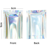 Open Top Flat Holographic Food Mylar Packaging Bags Reusable One Side Clear Foil Heat Seal vacuum Sachet