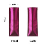 6x17cm Open Top Aluminum Foil Matte Silver Red Blue Purple Pouches Reusable Heat Seal Vacuum Long Size Coffee Bean Mylar Packaging Bags