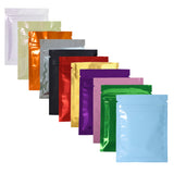 Glossy Metallic Foil Reclosable Zip Lock Package Bags Heat Sealing Flat Zipper Pouch w/ Tear Notch