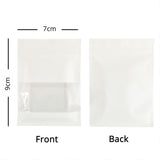 100pcs Matte White Flat Paper Zip Lock Storage Pouches Reusable Tear Notch Heat Sealable Mylar Packaging Bags With Clear Window