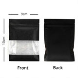 100pcs Matte Black Flat Paper Zip Lock Pouches Reusable Smell Proof Right Angle Sachet Heat Seal Mylar Bags With Clear Window